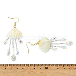 Pendientes colgantes de conchas y cuentas de vidrio&nbsp;EJEW-MZ00740-02