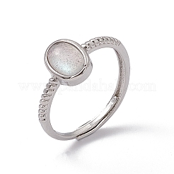 Ovale verstellbare Ringe aus natürlichem Labradorit&nbsp;RJEW-G273-04P-01