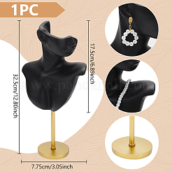 Espositore per gioielli e orecchini a forma di busto con corpo laterale in resina e base in metallo&nbsp;AJEW-WH0695-229A