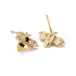 Bienen-Ohrstecker aus klarem Zirkonia mit Emaille&nbsp;EJEW-G288-24G