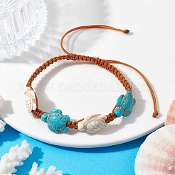 Armband aus synthetischen türkisfarbenen Meeresschildkröten mit geflochtenen Perlen&nbsp;BJEW-JB10036-01