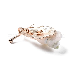 Broche fósil de caracola natural blanca de caracol&nbsp;JEWB-A020-02G-01