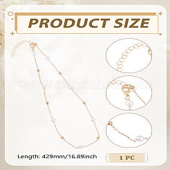 Collier à maillons en perles rondes imitation acier inoxydable et plastique ABS 1 pièce&nbsp;NJEW-LP0007-30