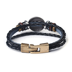 Bracciali multi-filo a tre fili in pelle intrecciata&nbsp;BJEW-L616-20C