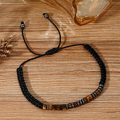 Armbänder aus natürlichem Tigerauge und synthetischen magnetischen Hämatitperlen für Männer und Frauen&nbsp;LW5953