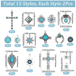 30pcs 15 Arten synthetische Türkisanhänger&nbsp;FIND-BM0001-29