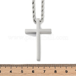 Religion kreuz 304 edelstahl anhänger seil kette halsketten&nbsp;NJEW-L157-09P