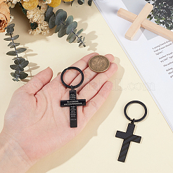 4 porte-clés pendentif croix en acier inoxydable&nbsp;KEYC-UN0001-28