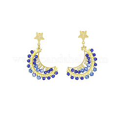 Pendientes colgantes de cuentas de vidrio hechas a mano con forma de luna&nbsp;EJEW-MZ00360-01