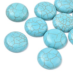 Fornituras artesanales teñidos de la piedra preciosa de la turquesa sintética planas cabuchones cúpula de espalda&nbsp;TURQ-S266-20mm-01