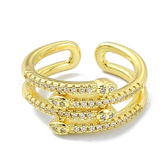 Offener Manschettenring aus Messing mit Zirkonia&nbsp;RJEW-B051-02G