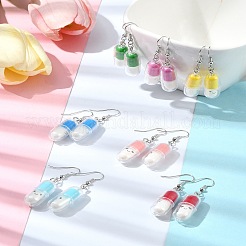 DIY-Set zur Herstellung von durchsichtigen Pillenkapseln aus Kunststoff und baumelnden Ohrringen aus Messing&nbsp;DIY-FS0007-13
