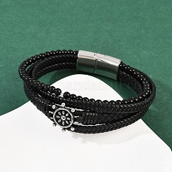 Mehrreihige Armbänder aus Mikrofaserleder und Glas für Männer und Frauen&nbsp;BJEW-H631-04A-AS