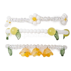 3 pz 3 colori set di bracciali con ciondoli in acrilico per le donne&nbsp;BJEW-TA00577-01