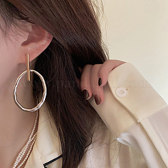 Boucles d'oreilles à tige ovales bicolores en laiton&nbsp;FS-WGAE651-01