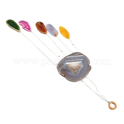 Pendentifs carillon éolien en bois et agate teintée naturelle&nbsp;HJEW-H054-03