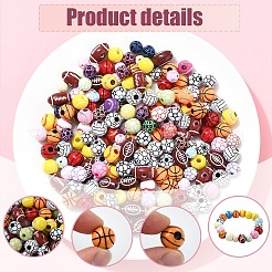 DIY-Kits zum Herstellen von Armbändern aus Acrylperlen mit Sportmotiv&nbsp;DIY-YW0010-96