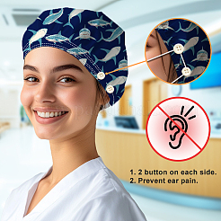 Gorros de trabajo ajustables de algodón con estampados y bouffant para mujeres y hombres&nbsp;AJEW-WH0677-004
