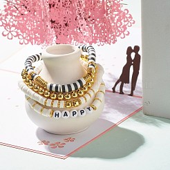 Braccialetti elastici con perline heishi in argilla polimerica 4 pz 4 con ematite sintetica&nbsp;BJEW-JB07592