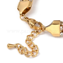Ionenplattierung (IP) goldenes 304 Edelstahl-Emaille-Klee-Gliederarmband&nbsp;BJEW-D025-02G