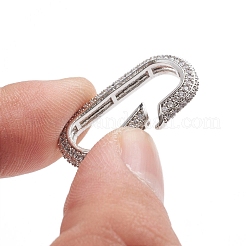 Anneaux de porte à ressort en zircone cubique transparent micro pave en laiton&nbsp;ZIRC-E164-06P