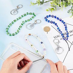3 Stück 3 Stil Glasperlen & Bunte Malerei & Glasperlen Handygurte&nbsp;KEYC-OC0001-19