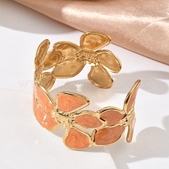 Bracelets manchettes ouverts en acier inoxydable 304 émaillé pour femmes&nbsp;BJEW-F542-01G-03