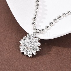 Halsketten mit Kugelkette und Blumenanhänger aus Messing&nbsp;NJEW-D348-01P