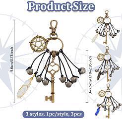 3 pièce 3 styles de décorations de pendentif en alliage et en verre&nbsp;KEYC-OC00003