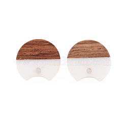 Orecchini a bottone in resina bicolore e legno di noce&nbsp;MAK-N032-033