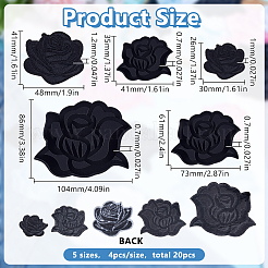 20 pz. 5 stili di toppe ricamate a forma di rosa da stirare&nbsp;PATC-HY0001-79