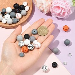 50 pz 19 stili di palline in silicone e ottone con perline distanziatrici di strass kit di risultati&nbsp;DIY-FS0010-48