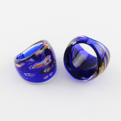 Handgefertigte Gold Sand Millefiori Murano Ringe&nbsp;RJEW-Q150-M16-B