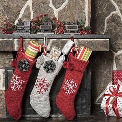16 x 2-teilige Handschuhe mit Weihnachtsmotiven und Applikationen aus Vliesstoffen in Schneeflockenform&nbsp;PATC-FG0001-40