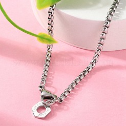 Colliers à chaîne hexagonale en acier inoxydable 304 pour femmes&nbsp;NJEW-A045-25P