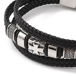 Geflochtene Mikrofaser-Leder-Mehrstrang-Armbänder&nbsp;BJEW-B096-04B