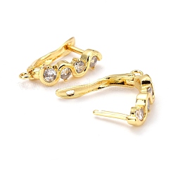 Boucles d'oreilles créoles en laiton micro pavé de zircons cubiques transparents avec fermeture à loquet&nbsp;ZIRC-D120-05G