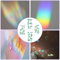 4 stücke 2 arten pvc aufkleber schillernde farbe fenster aufkleber 3d laser pilz elektrostatische glas fenster aufkleber&nbsp;JX827A