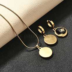 Set di collane con ciondolo in smalto e strass in acciaio inossidabile 304 e orecchini a cerchio per donna&nbsp;SJEW-C007-02G-01