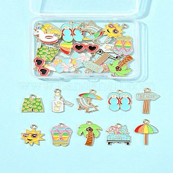 28 colgante de aleación de esmalte con temática de vacaciones en la playa&nbsp;ENAM-FS0003-35