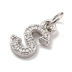 Lettre initiale en laiton avec breloques en zircone cubique&nbsp;KK-Q814-26S-P