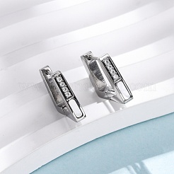 Orecchini a cerchio trapezoidali in acciaio inossidabile 304 con zirconi cubici trasparenti&nbsp;EJEW-D331-17P