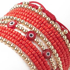 Set di braccialetti elastici con perline in ottone e semi di vetro e semi di vetro e set di braccialetti elasticizzati per donna&nbsp;BJEW-JB09249-01