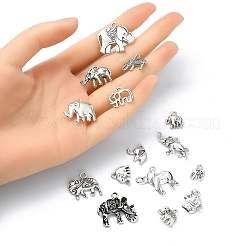 Pendenti con elefante in lega di stile tibetano da 30 pz 15 stili&nbsp;TIBEP-YW0001-83