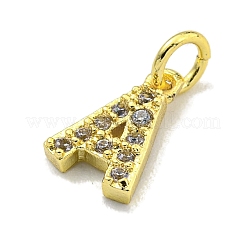 Pendenti con lettere in ottone con micro pavé di zirconi trasparenti&nbsp;KK-K354-06G-A