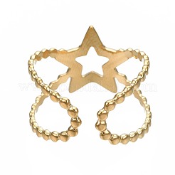 Bague ouverte en forme d'étoile en acier inoxydable 304&nbsp;RJEW-T023-05G