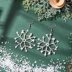 Pendientes colgantes de copos de nieve de vidrio&nbsp;EJEW-MZ00253-01