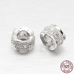 Anlaufschutz rhodiniert 925 Sterling Silber Zirkonia European Beads&nbsp;STER-O024-01