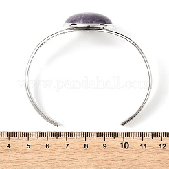 Bracelets manchettes ronds plats en laiton et pierres naturelles mélangées pour femmes&nbsp;BJEW-JB14353