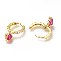 Latón micro pavimenta circonio cúbico pendientes de aro huggie&nbsp;ZIRC-H102-14C-G